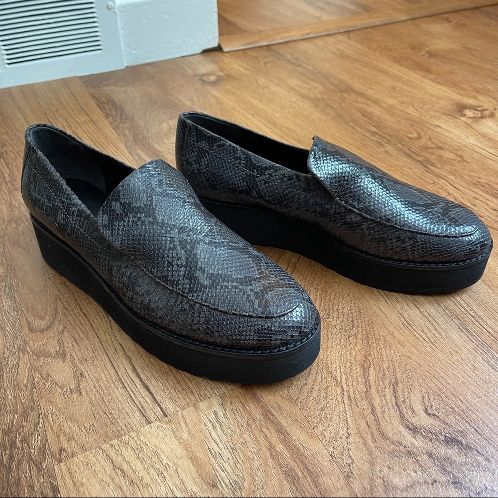 Vince Zeta Snakeskin Embossed Platform Loafer